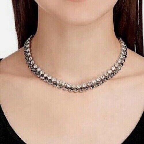 Swan Signed Swarovski Hot Black Diamond Collar Necklace 5083127