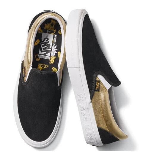 Shake Junt / Vans Slip ON Pro Black Gold Men`s Size 10.5 Skate Shoes - Black, Manufacturer: GRAY