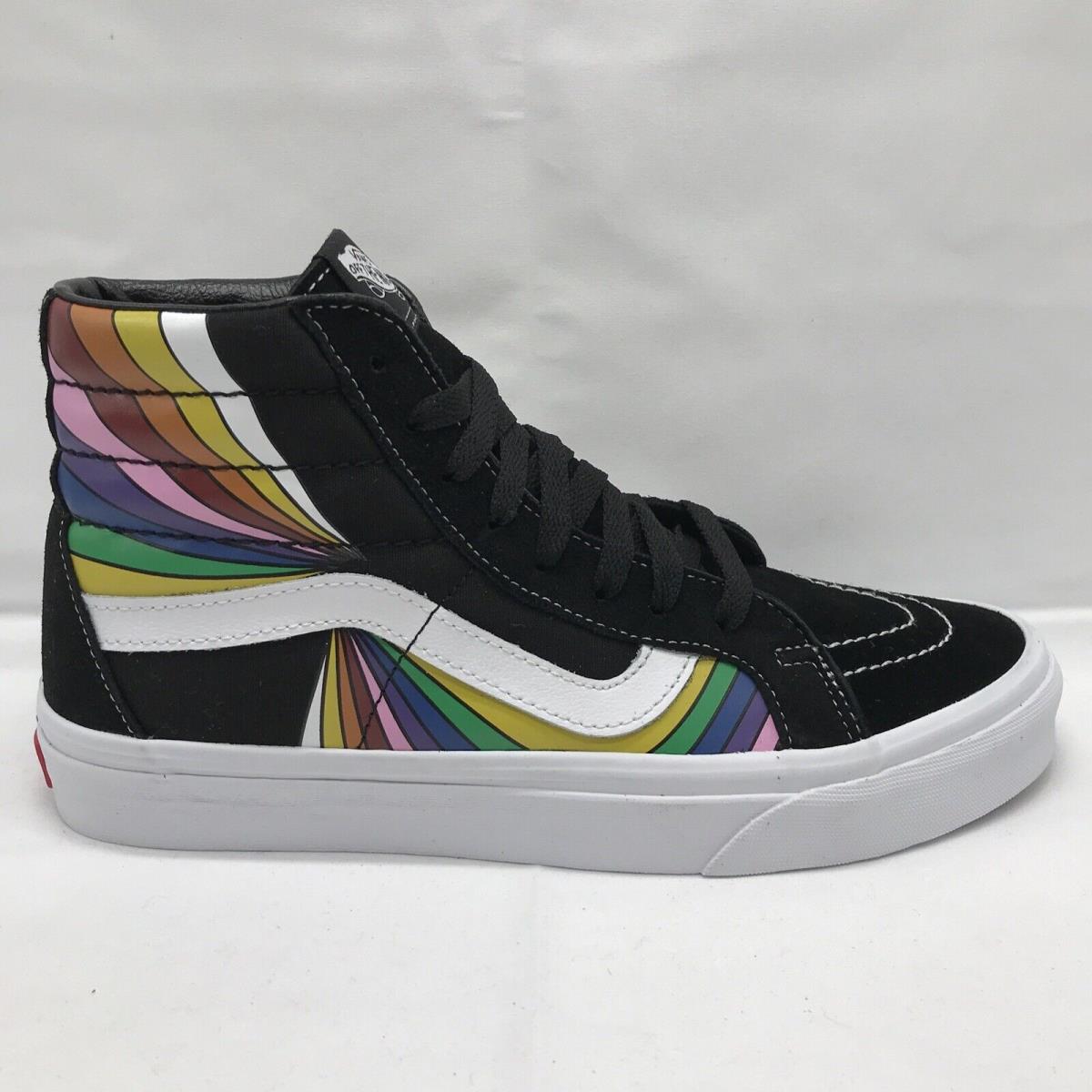 Vans Sk8 Hi Reissue Mens Sz 9.5 / Womens 11 Black / White / Rainbow VN0A4U3DWN7 - Multicolor