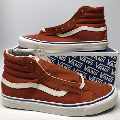 Vans OG Sk8 Hi LX Suede Canvas Bossa Nova Orange Red Blue White Supreme Sz 12