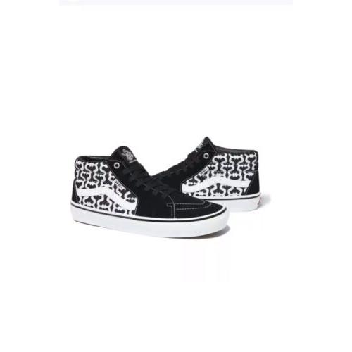 Supreme x Vans Monogram S Logo Skate Grosso Mid Black/white SS21 WK17 Size 9