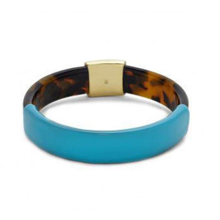 Fossil Pink Tortoise+turquoise Tortoise Gold Resin Enamel Bangle Bracelet