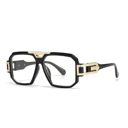 Cazal Legends 163 001SG Shiny Black/gold Square Full Rim Sunglasses 59mm - Frame: Black, Lens: Gray