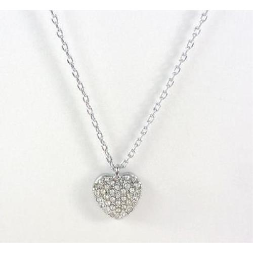 Fossil Silver Tone Crystal Pave Heart Charm Pendant Chain Necklace JOA00048040