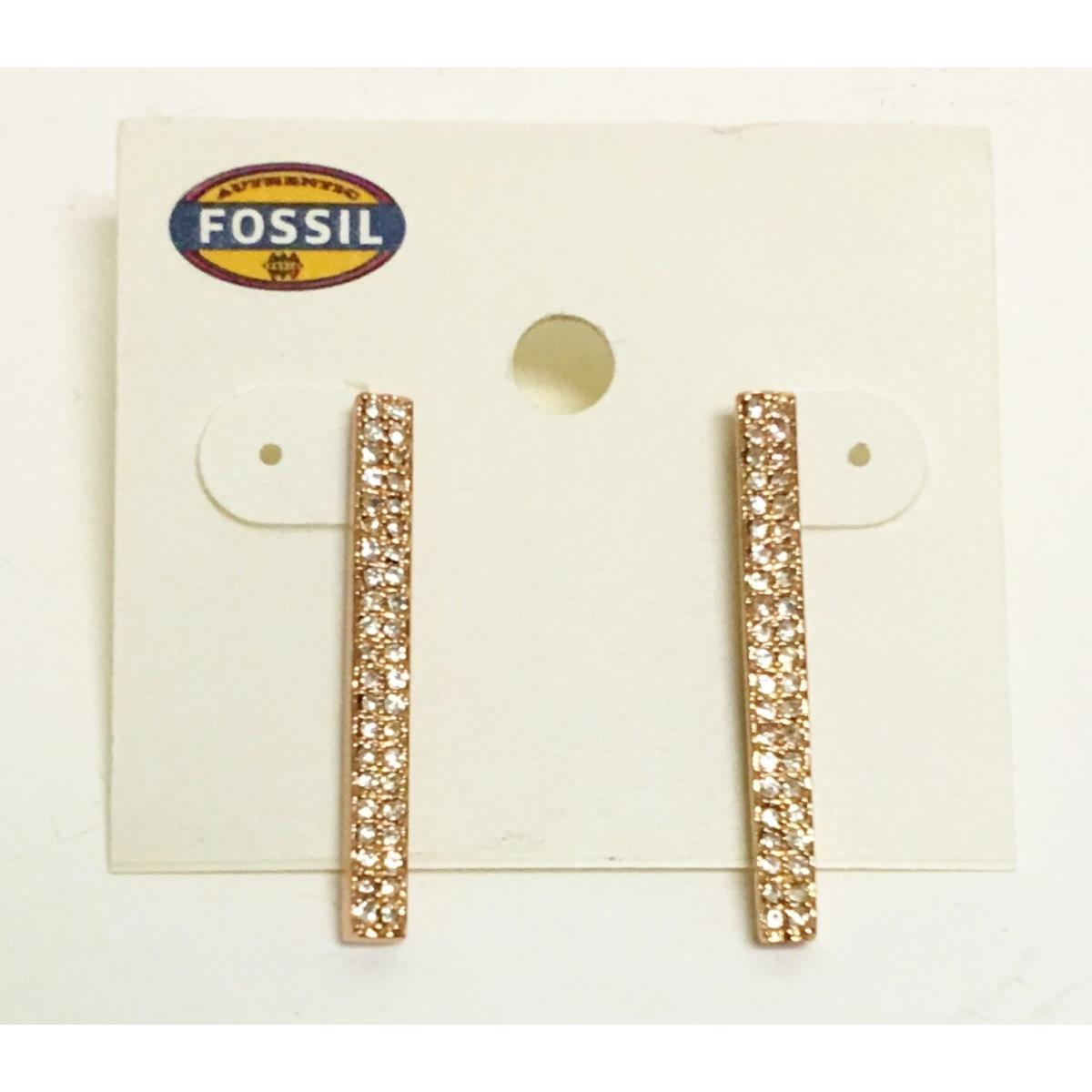 Fossil Rose Gold Tone Stick Crystals Glitz Drop Earrings JOA00191791