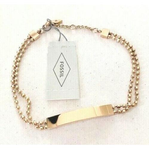 Fossil Rose Gold Tone Beaded Chain Plaque BRACELET-JOF00113791