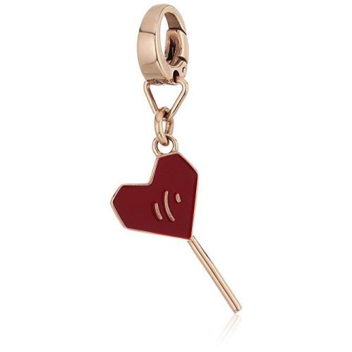 Fossil Rose Gold Tone Heart Shape Dark Red Lollipop Charm PENDANT-JF02608791