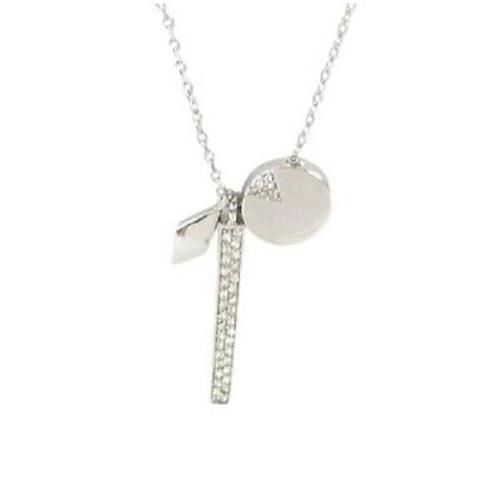 Fossil Silver Tone Multi-charms Disk Stick Crystal NECKLACE-JOA00245040