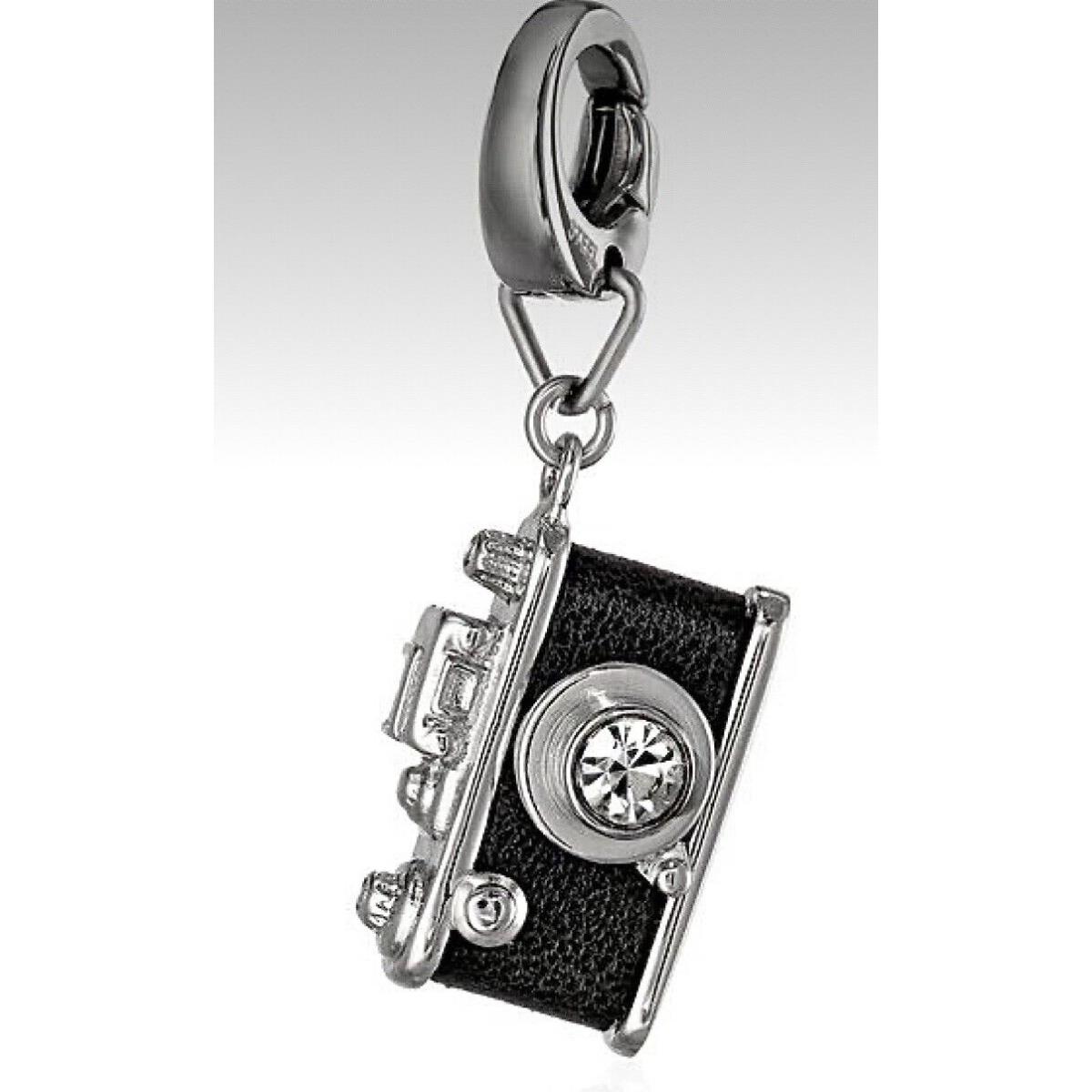 Fossil Black Leather Camera Charm Stainless Steel - Travel Photography