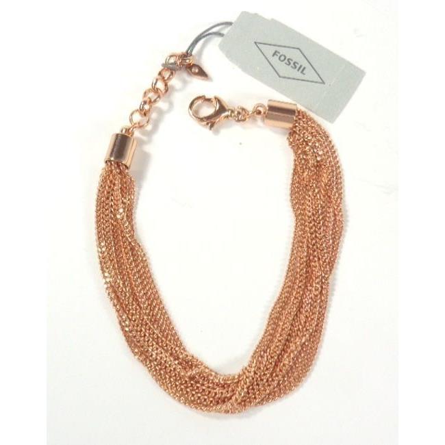 Fossil Rose Gold Tone Multi Strand Thin Chain Bracelet JOA00320791