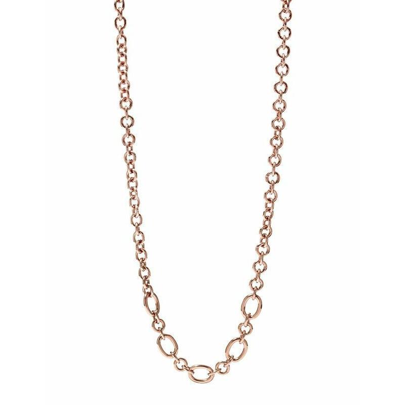 Fossil Rose Gold Chain Link Choker Necklace Double Wrap Bracelet JF00749