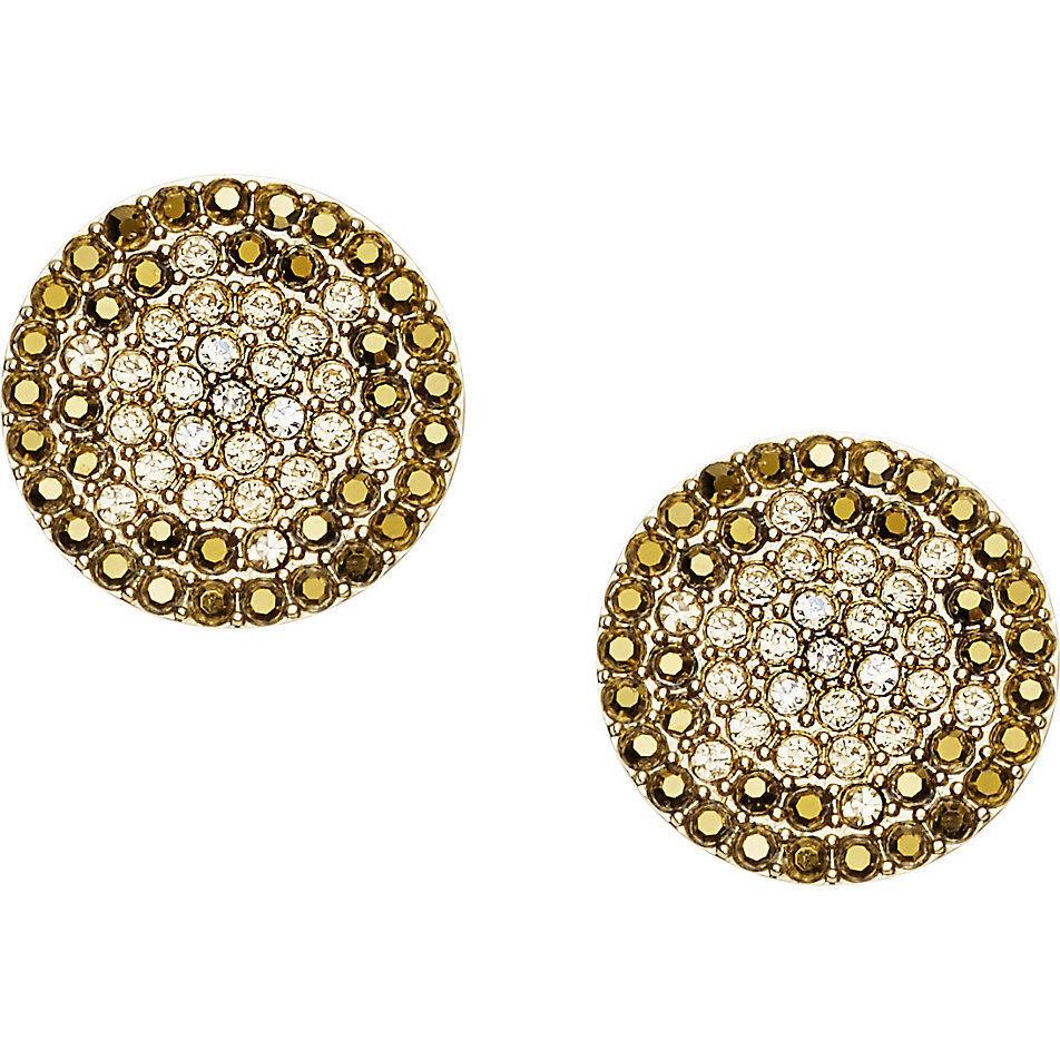 Fossil Gold Tone Stainless Steel Crystal Pave Glitz Stud Earrings JF02136710