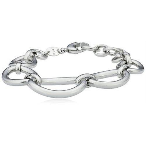 Fossil Silver Tone Stainless Steel+pave Crystal Chain Link Bracelet JF00824040