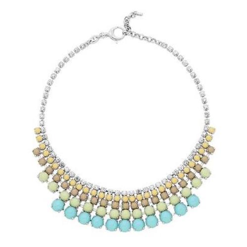 Fossil Crystals Turquoise Green Cupchain Statement Bib NECKLACE-JA6344040
