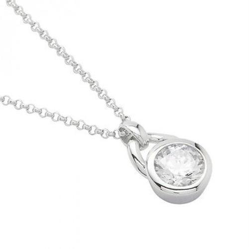 New-fossil Large Crystal Stud Pendant+sterling Silver Chain NECKLACE-JA16852040
