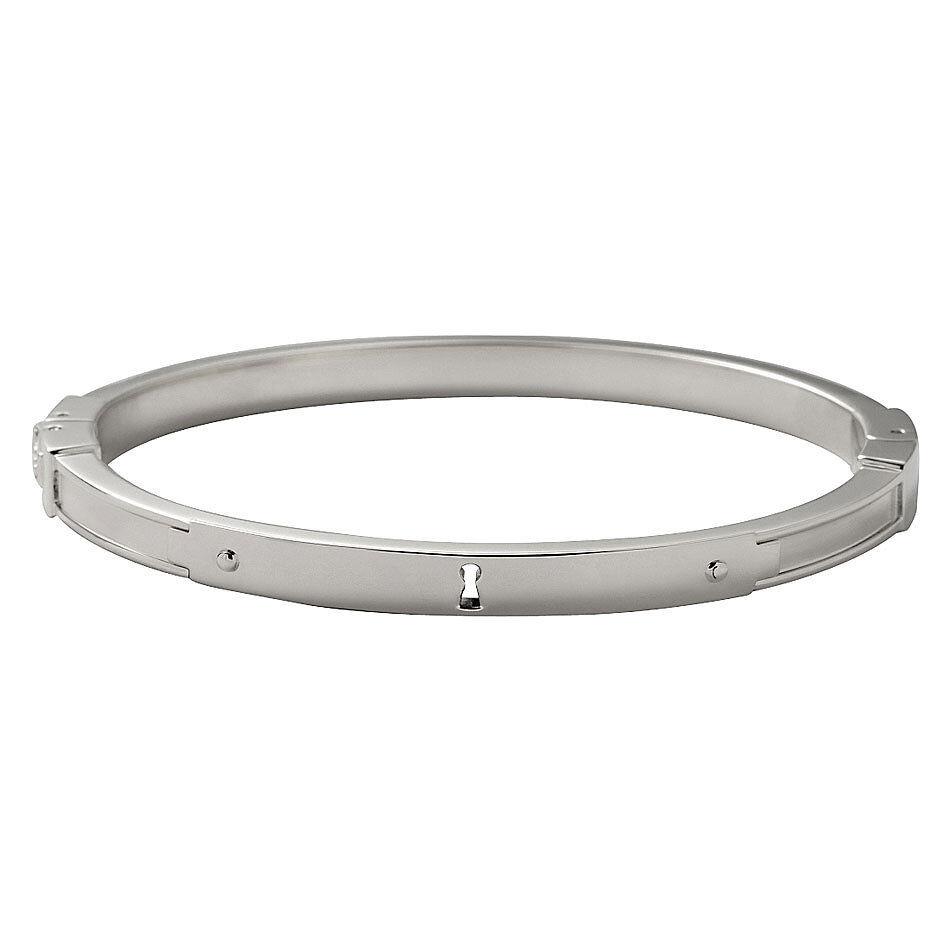 Fossil Silver Tone Stainless Steel Oval Bangle Bracelet JF00091040