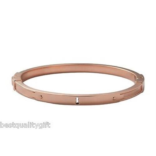 Fossil Rose Gold Stainless Steel Key Hole Bangle Cuff BRACELET-JF00093