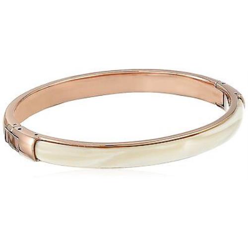 Fossil Rose Gold Tone+acrylic Horn S/steel Bangle Cuff BRACELET-JF02165791