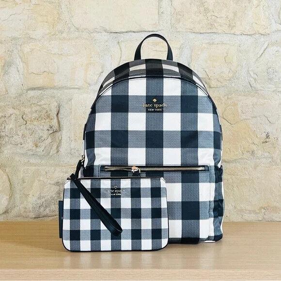 Kate Spade Chelsea Gingham Plaid Textured Backpack/wristlet Option