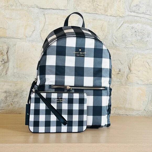 Kate Spade Chelsea Gingham Plaid Textured Backpack/wristlet Option Backpack + Wristlet Set