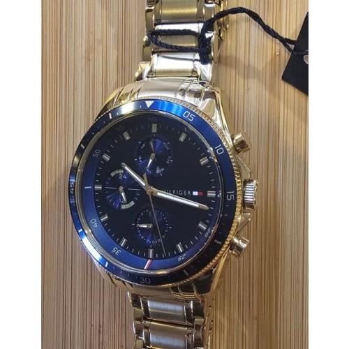 Tommy Hilfiger Parker Watch with 45mm Navyblue Chronograph Face Golden Bracelet