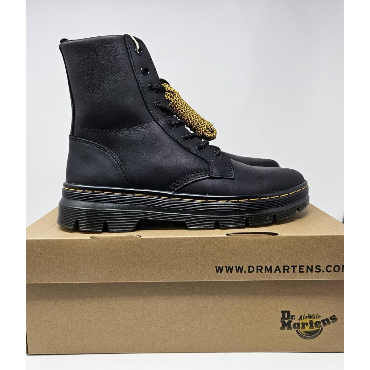 Dr Martens Combs Leather Casual Black Boots For Men`s 26007001