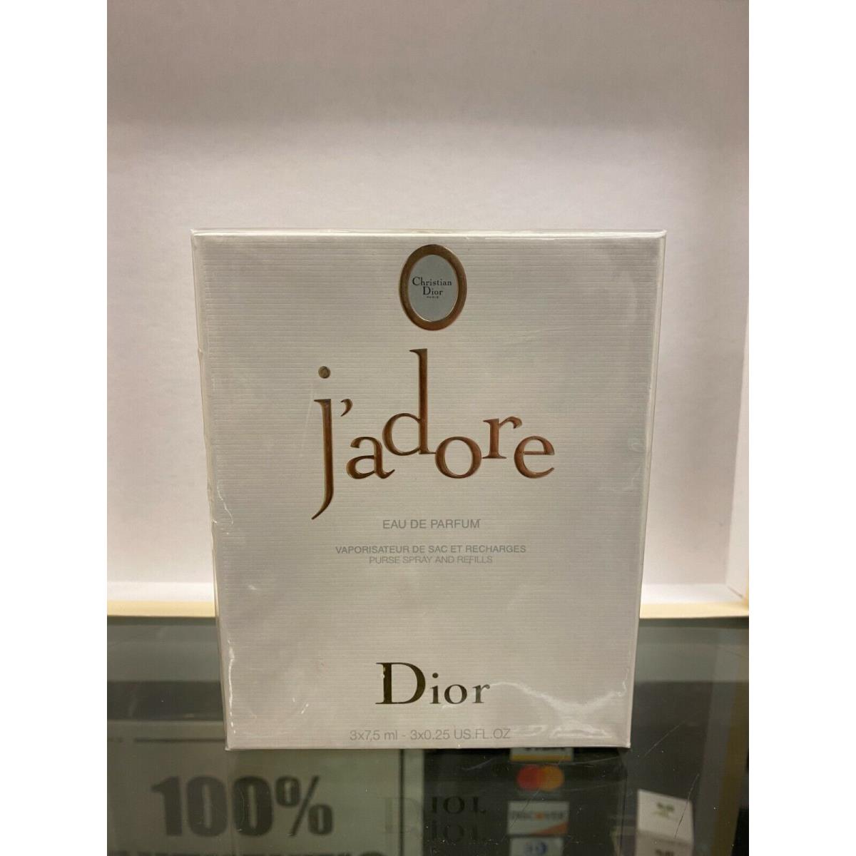 J`adore BY Christian Dior 3 X 7.5ML Purse Spray and Refills W/ Box