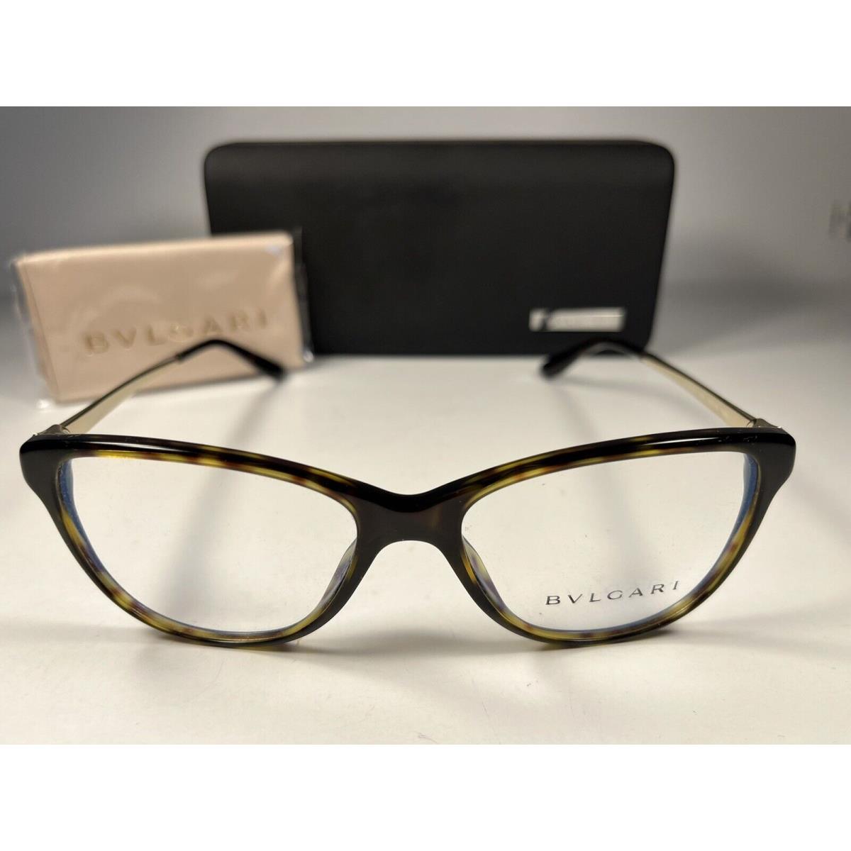 Bvlgari 4108-B Eyeglasses 504 Gloss Havana Gold Frames 53/16/140