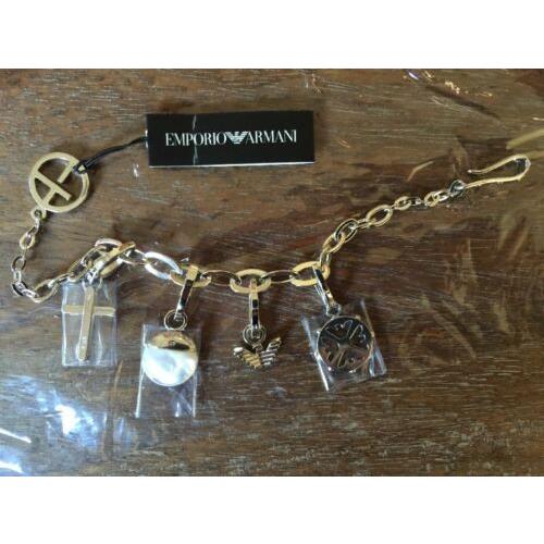 Emporio Armani Sterling Silver 4 Charm Bracelet EG2245040 Chunky Link