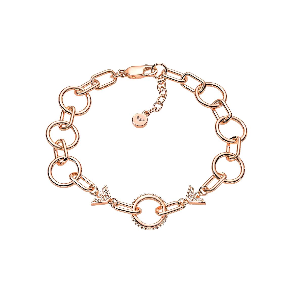 Emporio Armani EG3460221 Rose Gold-tone .925 Sterling Silver Logo Bracelet