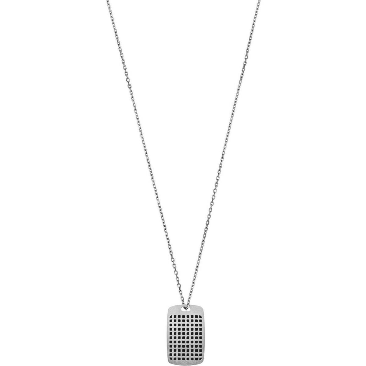 Emporio Armani Silver+black 2 Tone 2 Sided Charm Chain NECKLACE-EGS2116040