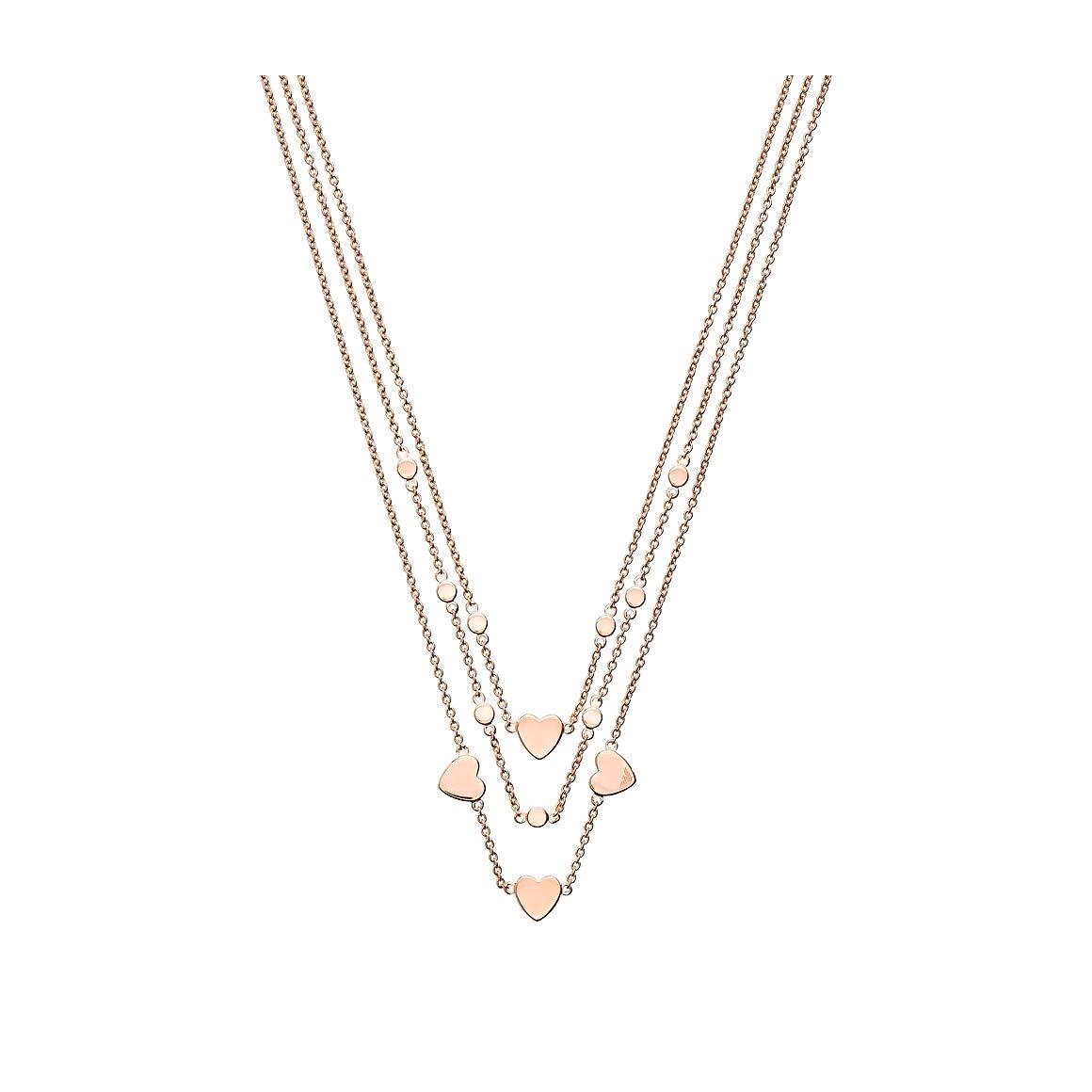 Emporio Armani Women`s Rose Gold Sterling Silver Multi Strand Necklace EG3394221