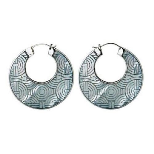 Emporio Armani Stainless Steel+black and White Mop Hoop Earring EGS1291