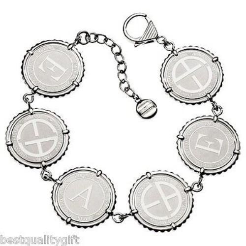 Emporio Armani Silver Ladies Coin Bracelet with Logo DISCS-EGS1401