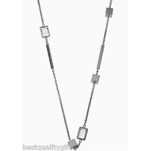 New-emporio Armani S/steel+white Multi-cube/rectangle+crystal Necklace EGS1437
