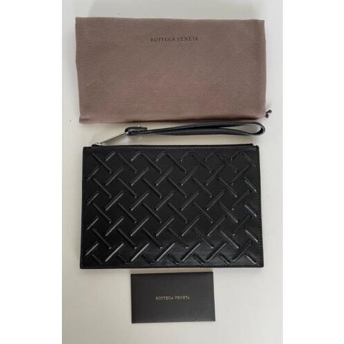 Bottega Veneta Nappa19 Graphic Black Leather Pouch Case 592643 Italy