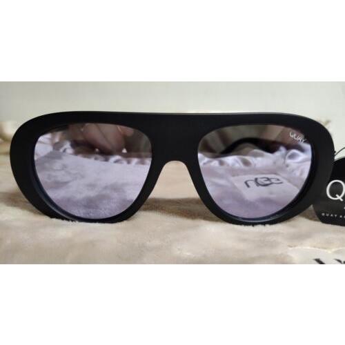 Quay Bold Move Black Frame with Purple Reflective Ovular Shield Sunglasses