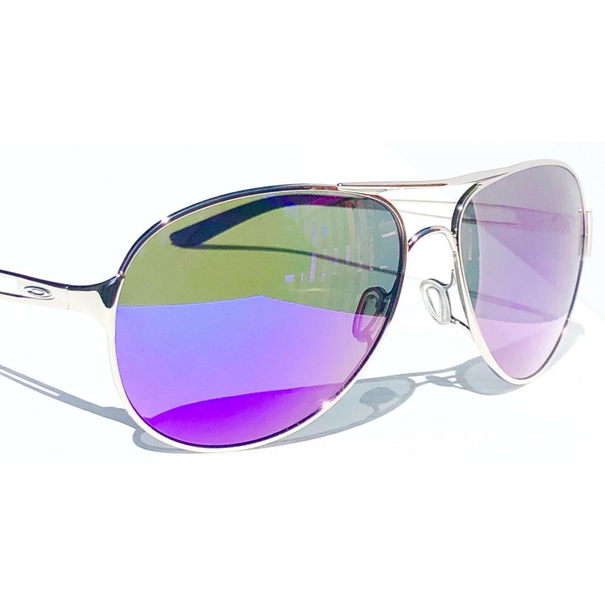 Oakley Caveat Polarized Galaxy Violet Silver Aviator Womens Sunglass 4054