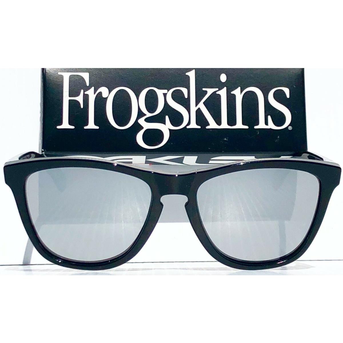 Oakley Frogskins Black Polished w Polarized Galaxy Mirror Sunglass 9013