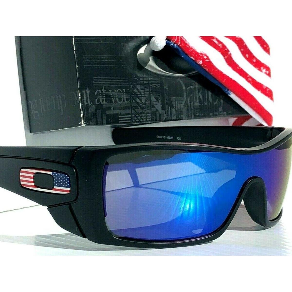 Oakley Batwolf Black Matte Usa Flag Polarized Galaxy Blue Sunglass 9101-59