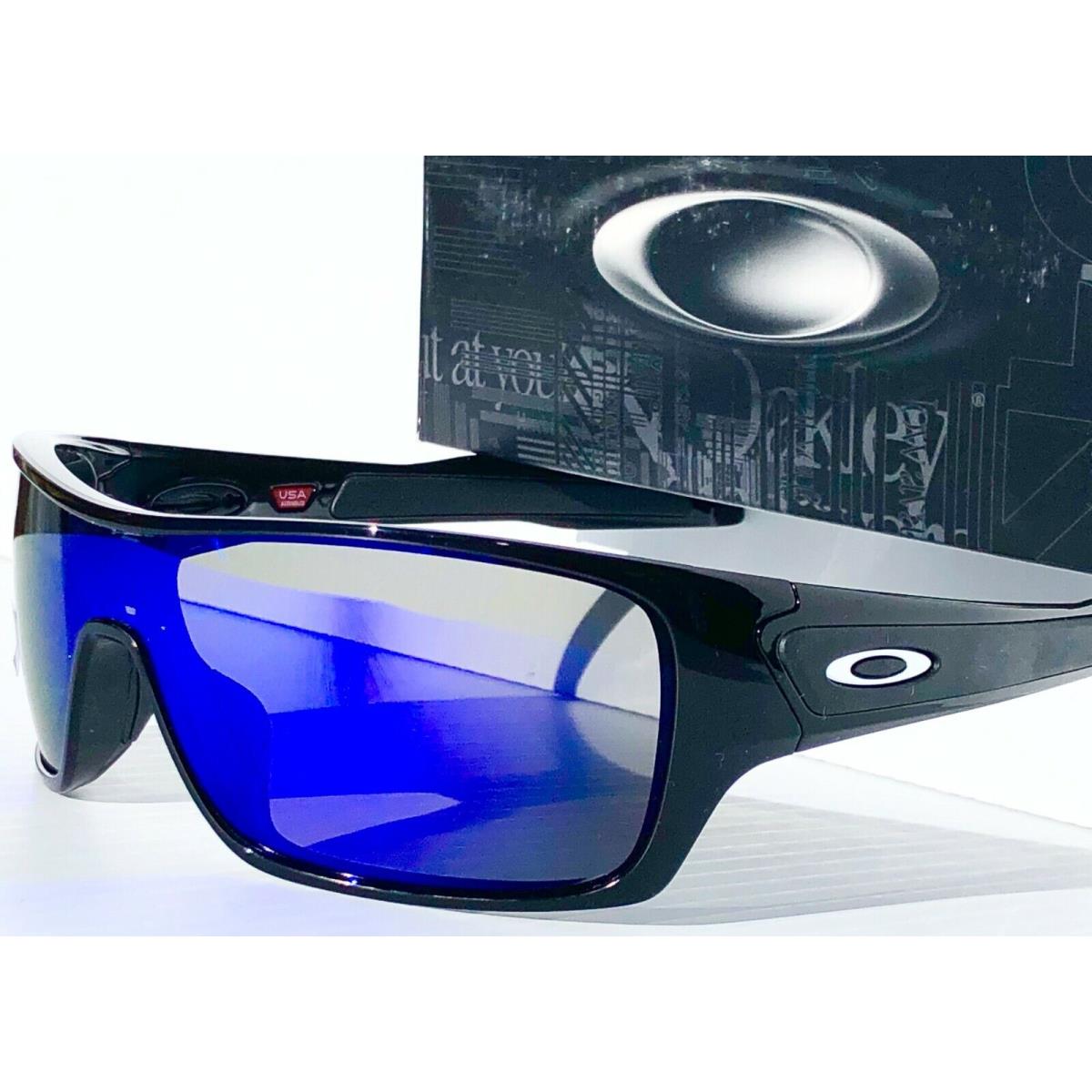 Oakley Turbine Rotor Polished Black Polarized Galaxy Blue Lens Sunglass 9307