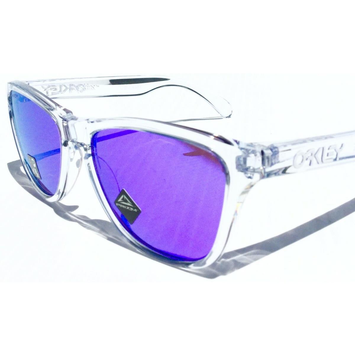 Oakley Frogskins Clear Crystal Polished Violet Prizm Iridium Sunglass 9013H7