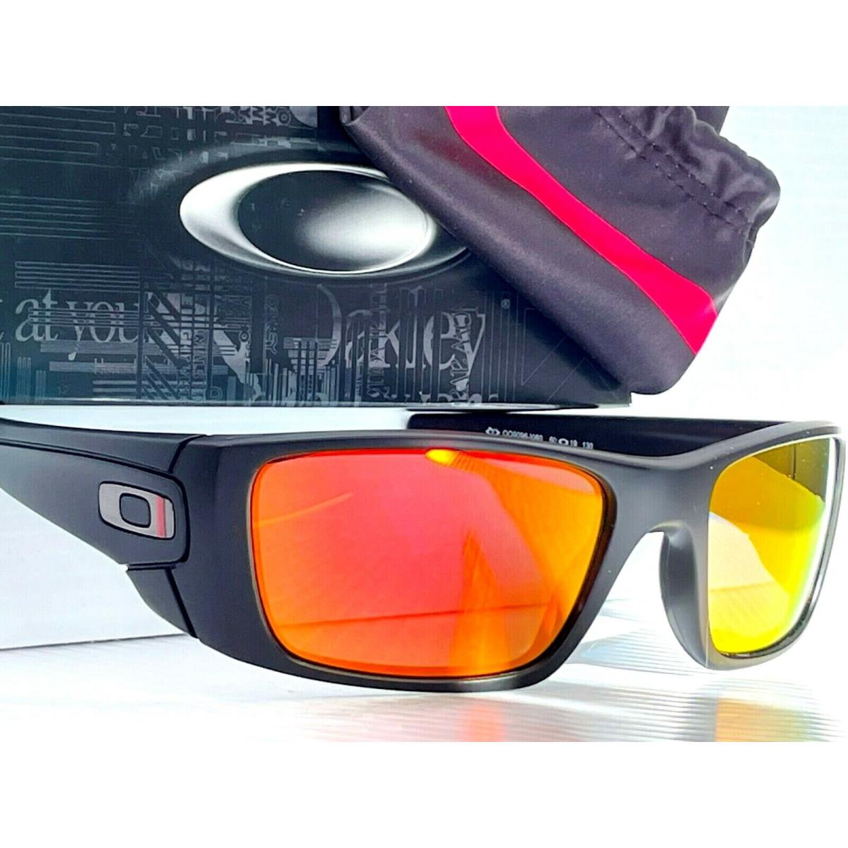 Oakley Fuel Cell Black Fire Red Line Polarized Galaxy Ruby Sunglass 9096-I0