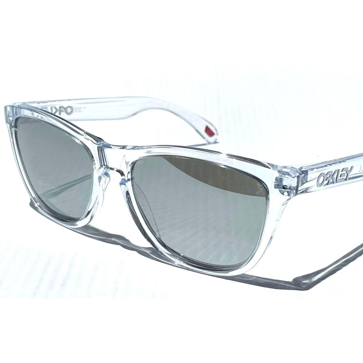 Oakley Frogskins Clear Crystal Polarized Galaxy Chrome Lens Sunglass 9013