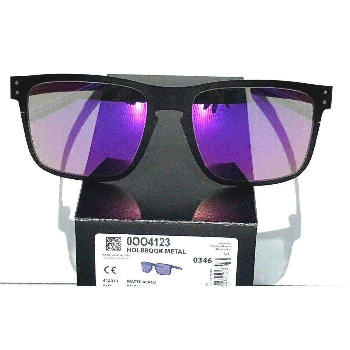 Oakley Holbrook Metal Matte Black Polarized Galaxy Violet Lens Sunglass 4123
