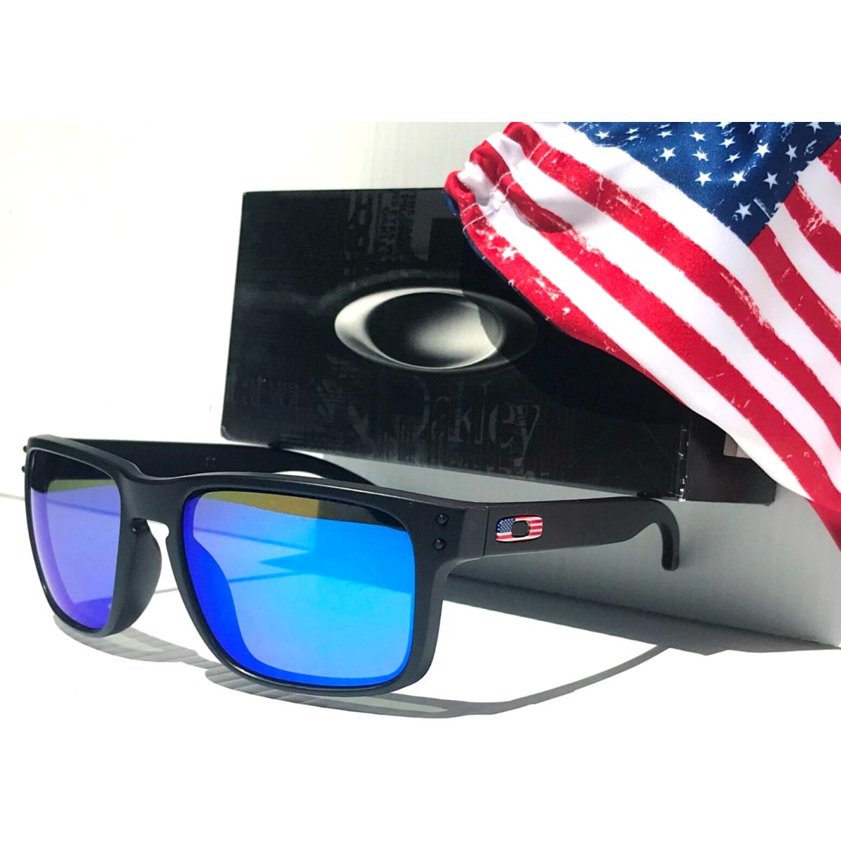 Oakley Holbrook Usa Matte Black Polarized Galaxy Blue Lens Sunglass 9102