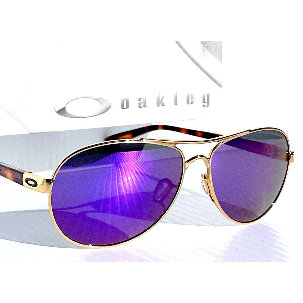 Oakley Tie Breaker Polished Gold Tort Polarized Galaxy Violet Sunglass 4108