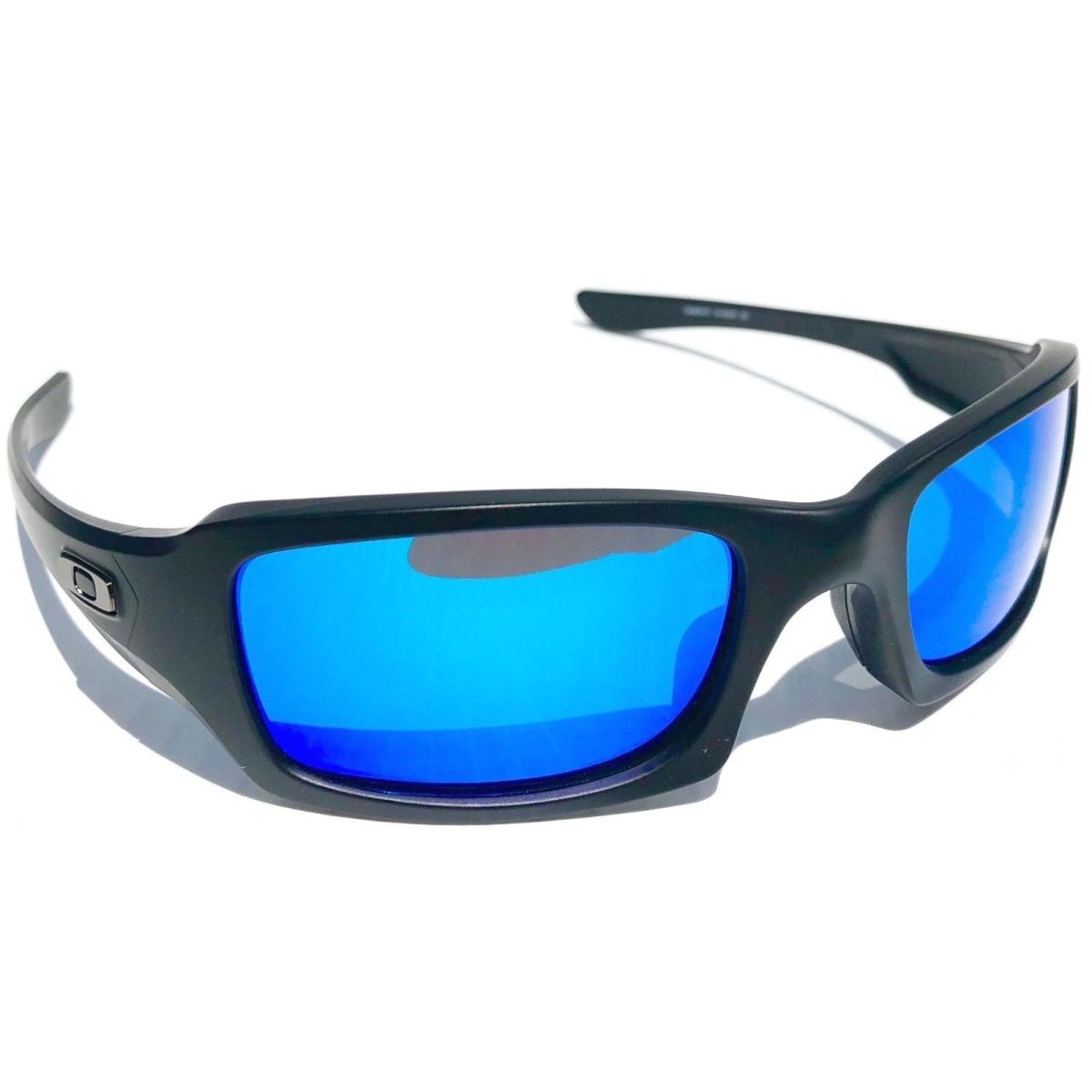 Oakley Fives Squared Matte Black w Polarized Galaxy Blue Sunglass 9238