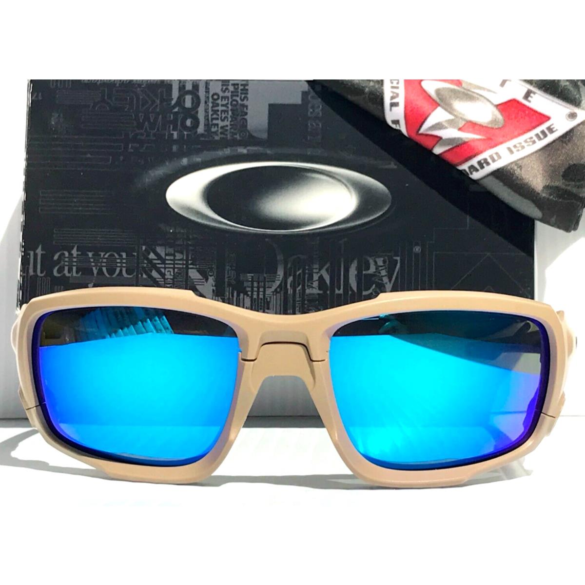 Oakley SI Shocktube Terrain Tan Polarized Galaxy Blue Lens Sunglass 9329