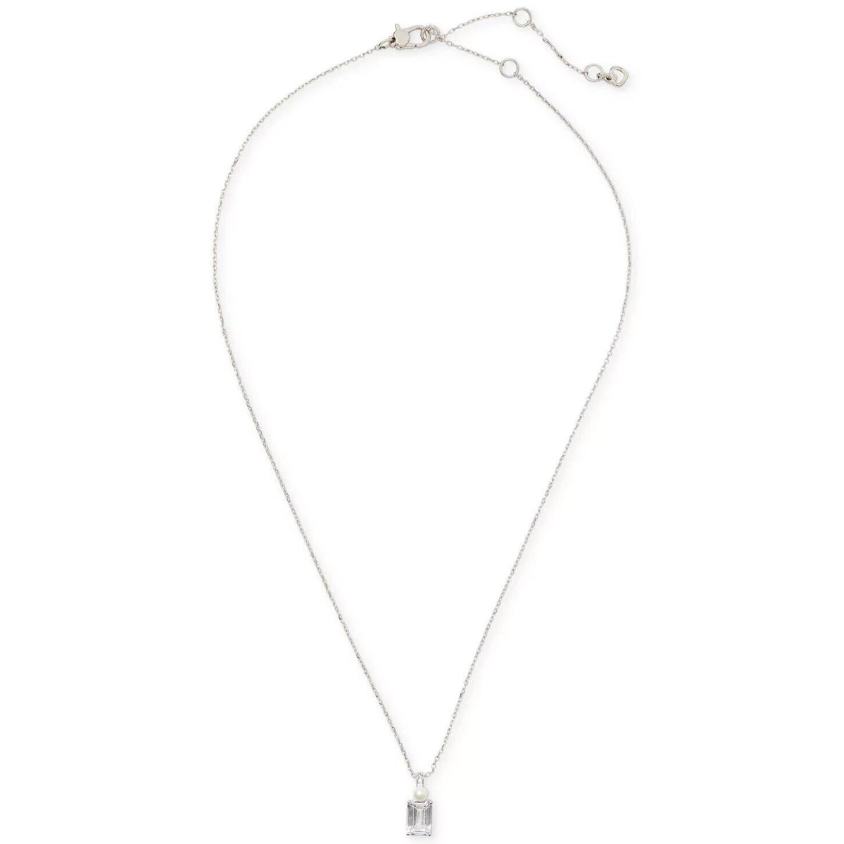 Kate Spade New York Silver-tone Cubic Zirconia Artificial Pearl Pendant Necklace